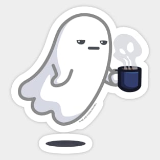 GRAVEYARD SHIFT - Cute Ghost with Coffee Sticker